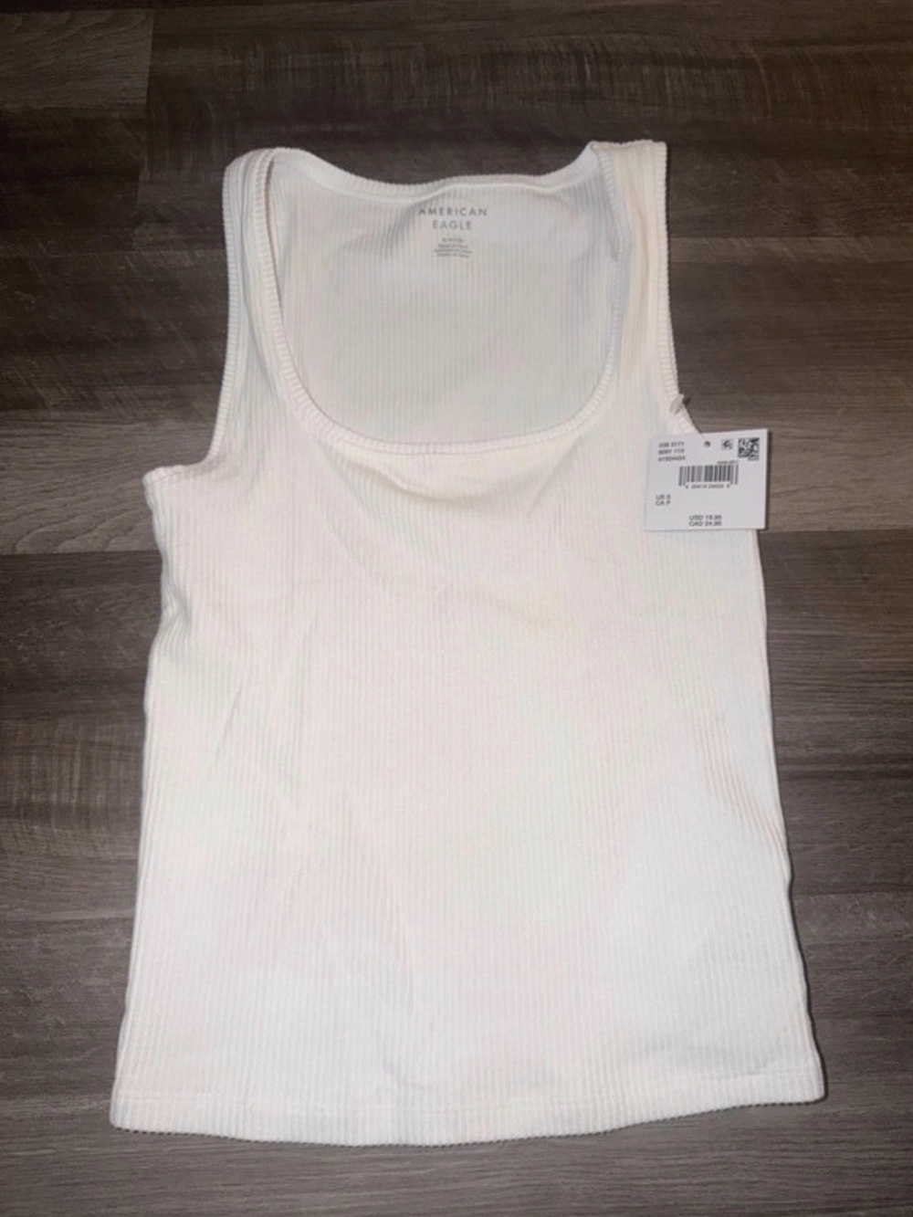 American Eagle Outfitters White Ribbed Scoop Tank Top